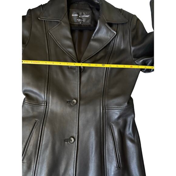 Vintage Maximo Luciano Women’s Italian Black Genuine Leather Coat Size M - Picture 8 of 8